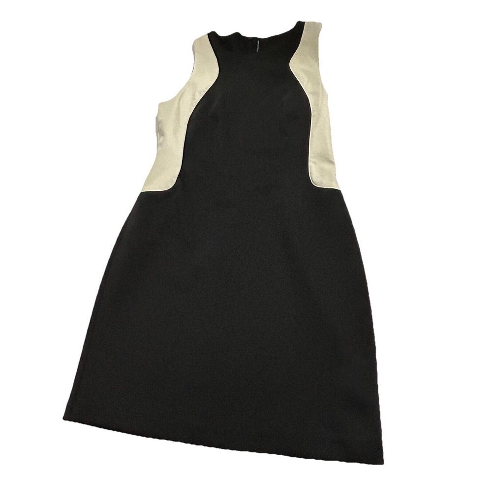 W118 Walter Baker Sheath Dress Women's Small Black Cream Sleeveless Colorblock